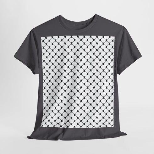 Keffiyeh Pattern Heavy Cotton Tee - Modern Mesh Design Streetwear T-Shirt